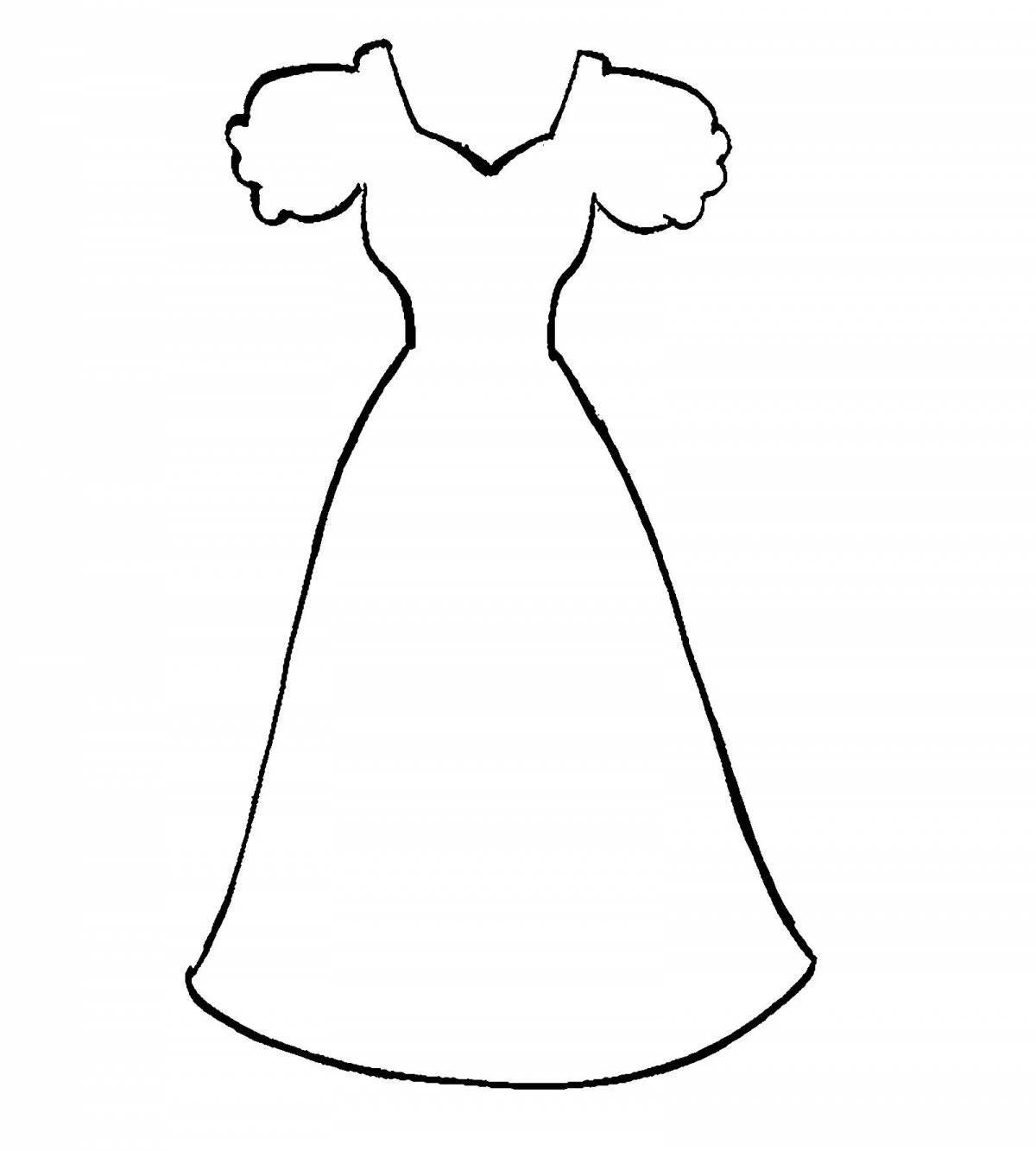 Fun coloring page for doll dress for 3-4 year olds