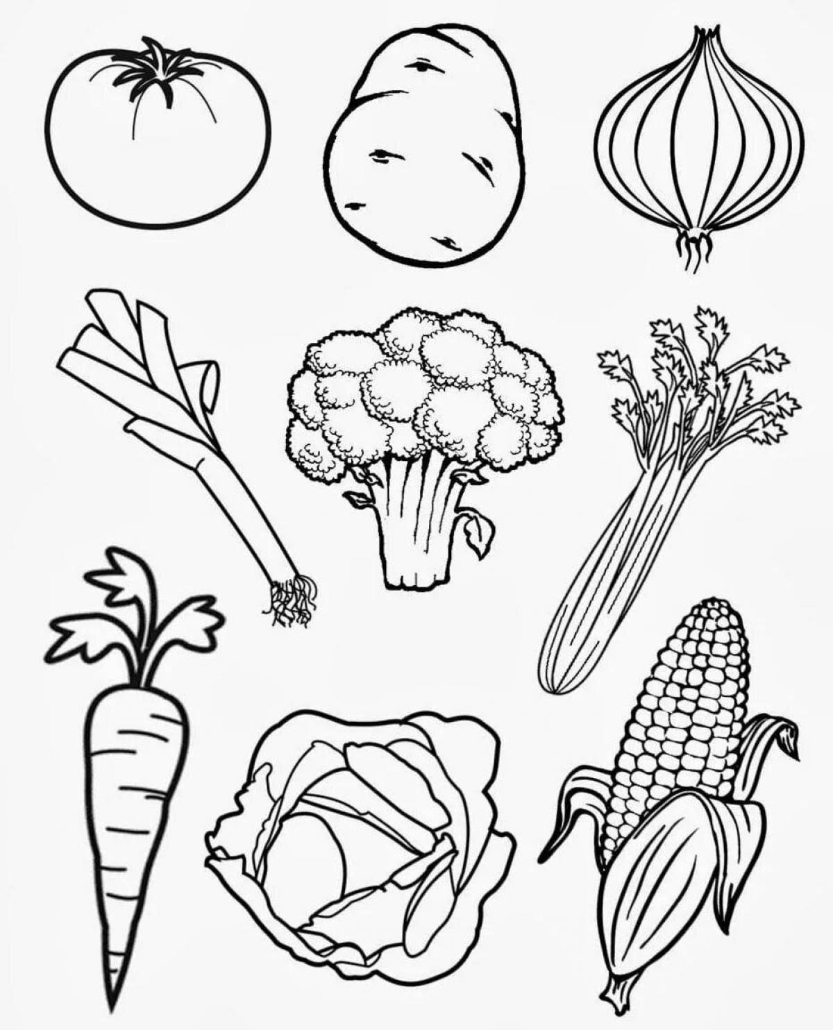 Fun vegetable coloring book for preschoolers