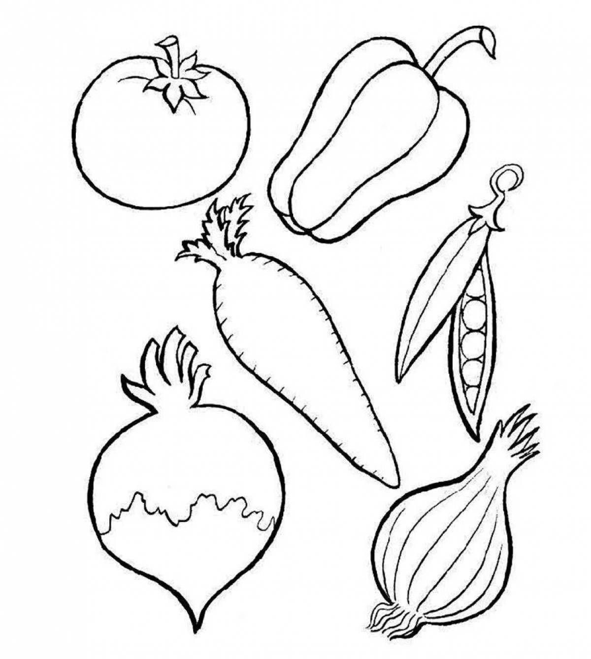 Delightful vegetable coloring book for beginners