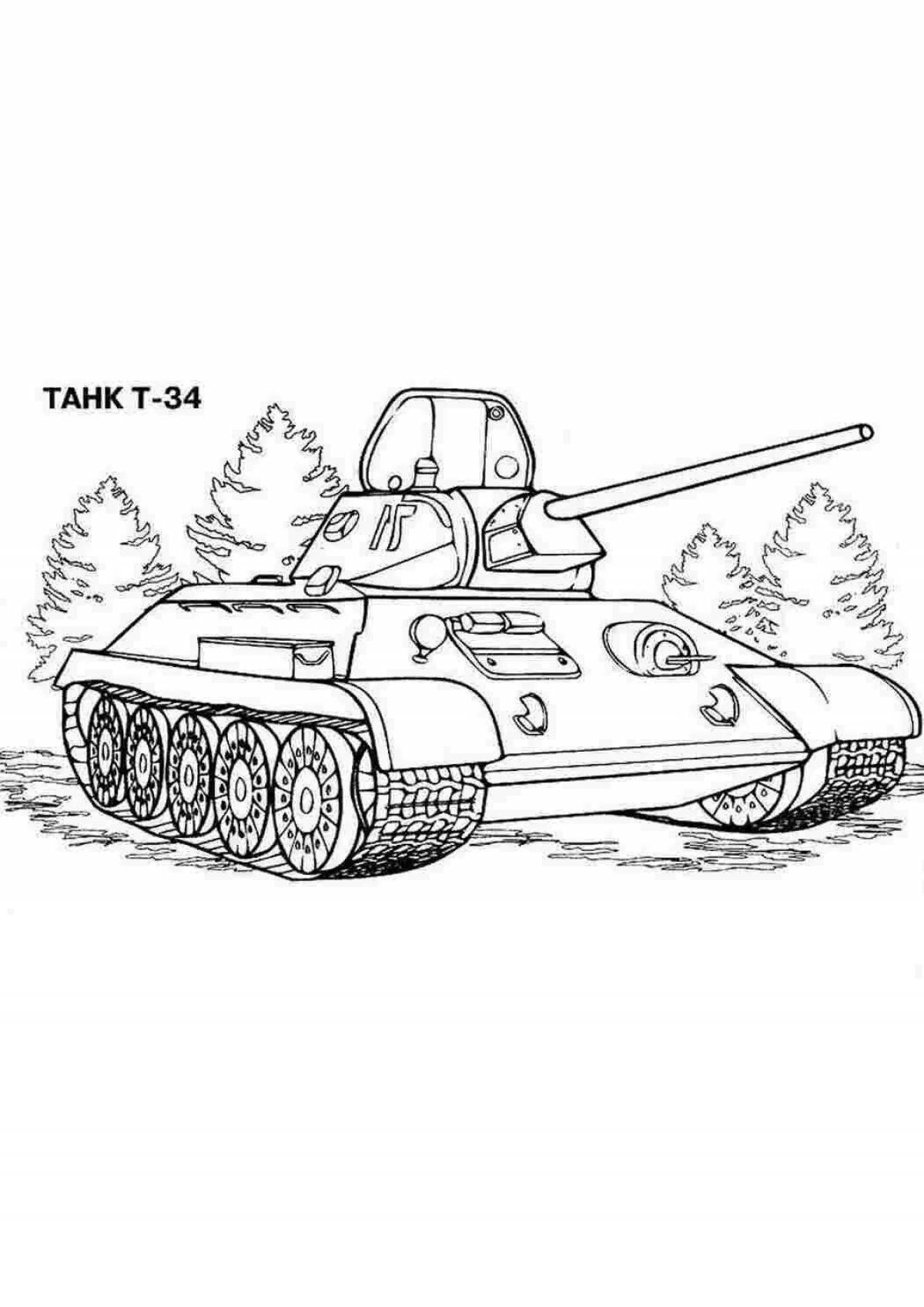 A fascinating coloring of military equipment for schoolchildren