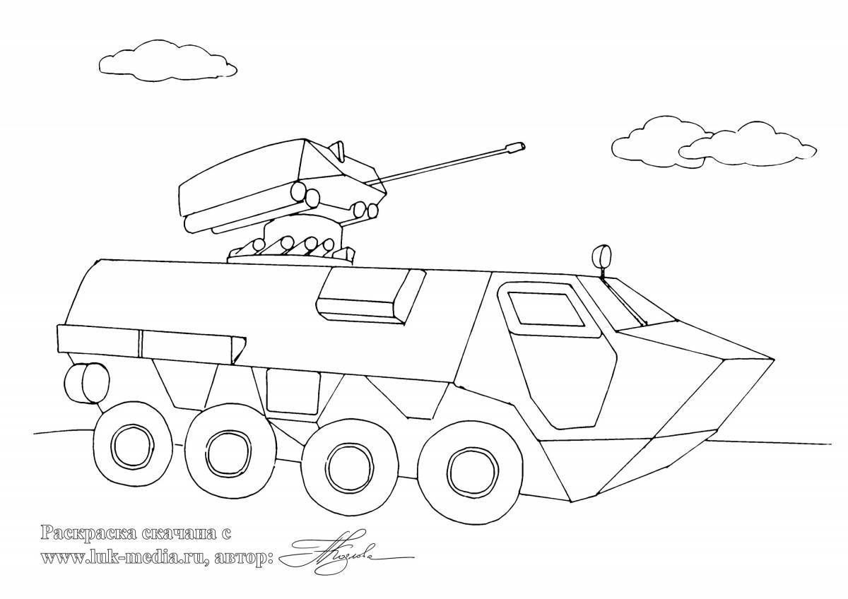 Adorable military vehicles coloring page for toddlers