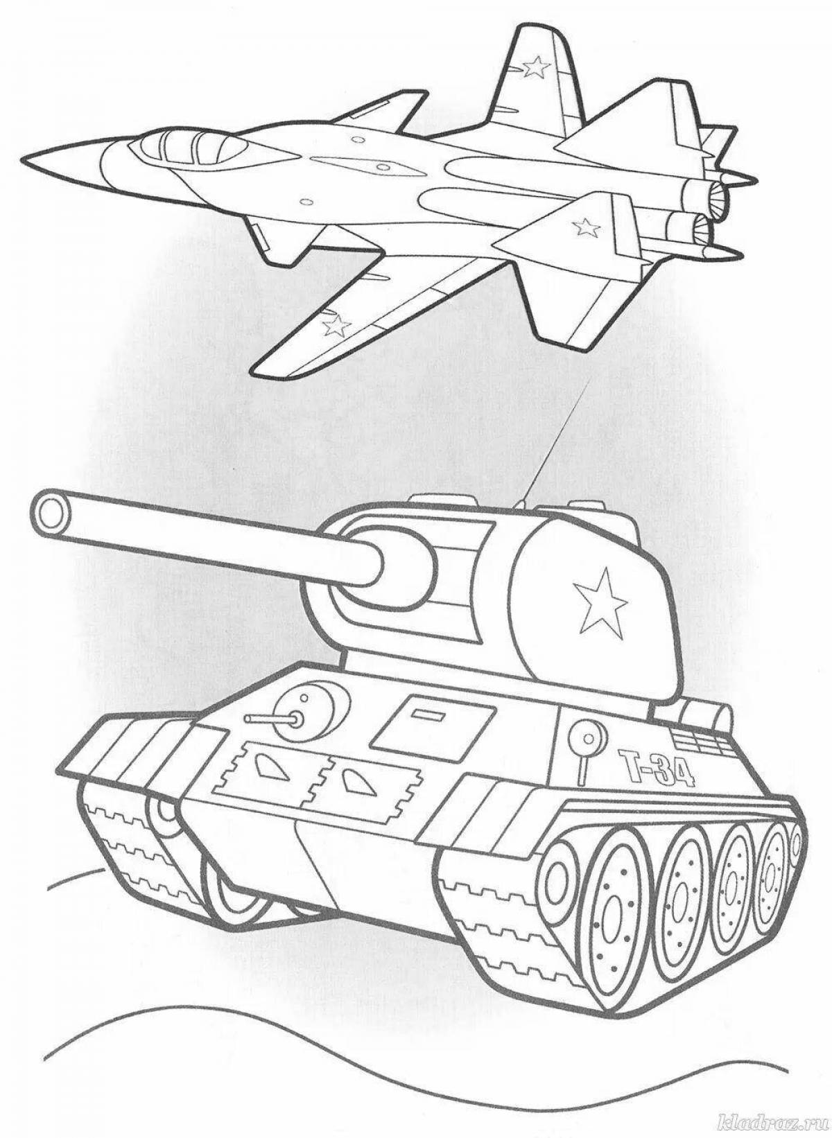 Glorious military vehicle coloring book for preschool children