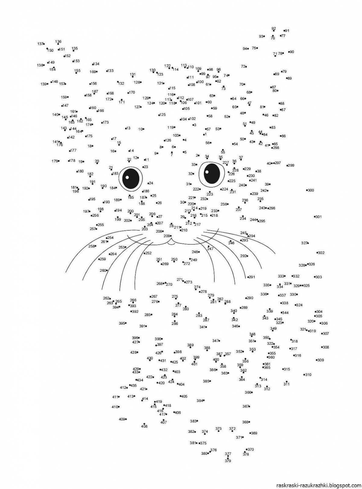 Intriguing connect by number coloring book for 7-8 year olds