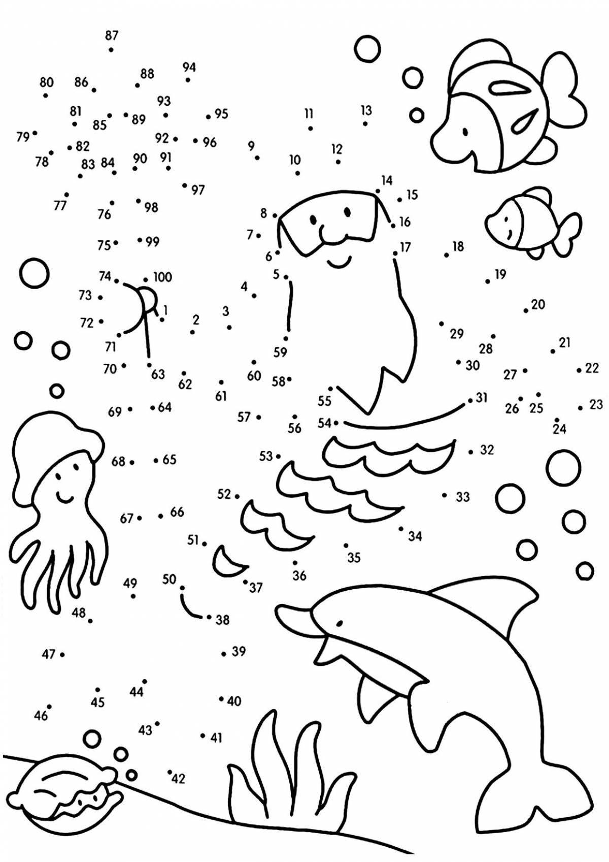 Innovative connect by number coloring book for 7-8 year olds