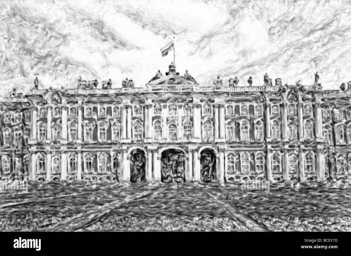 Color-explosion hermitage coloring page for kids