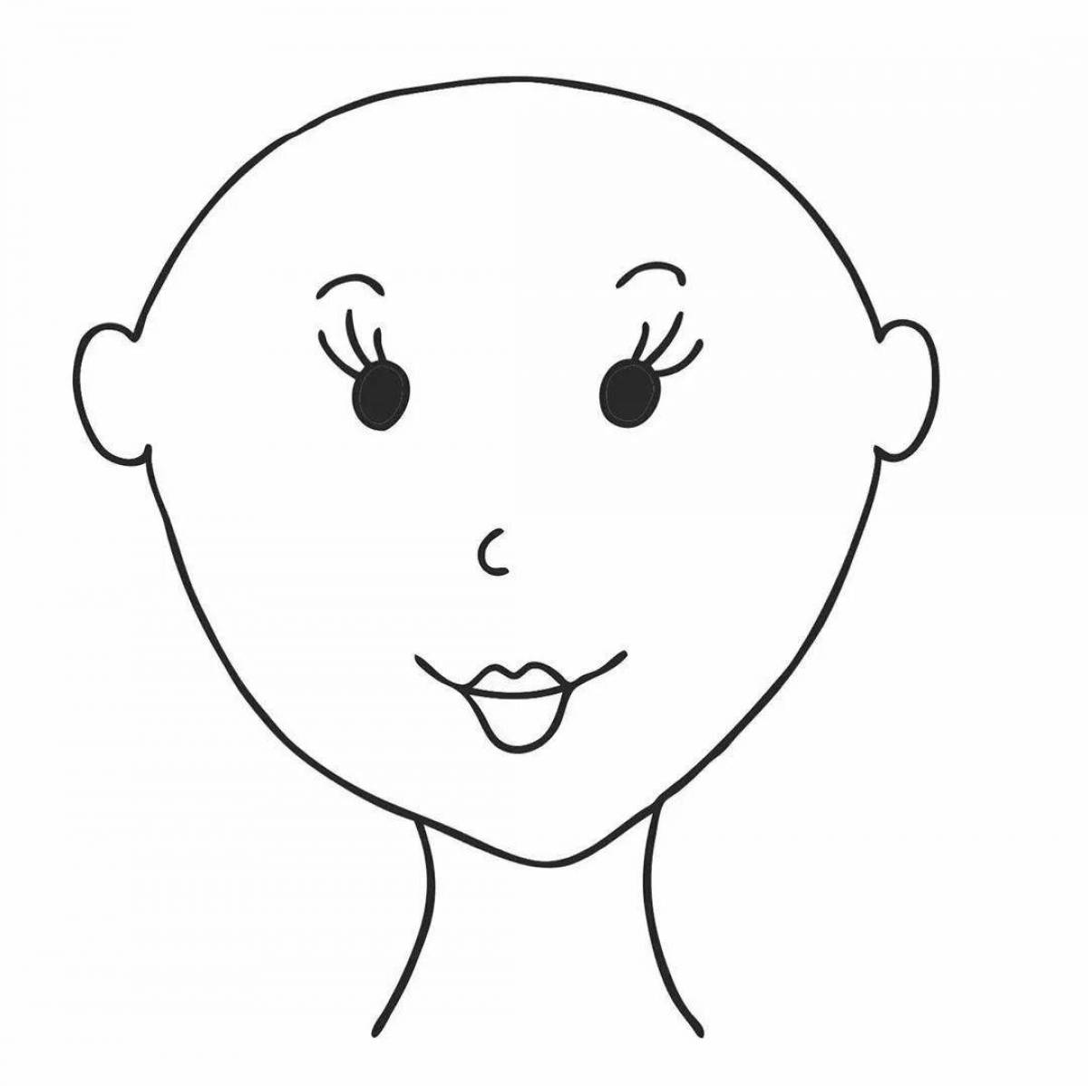 Colorful head coloring page for kids