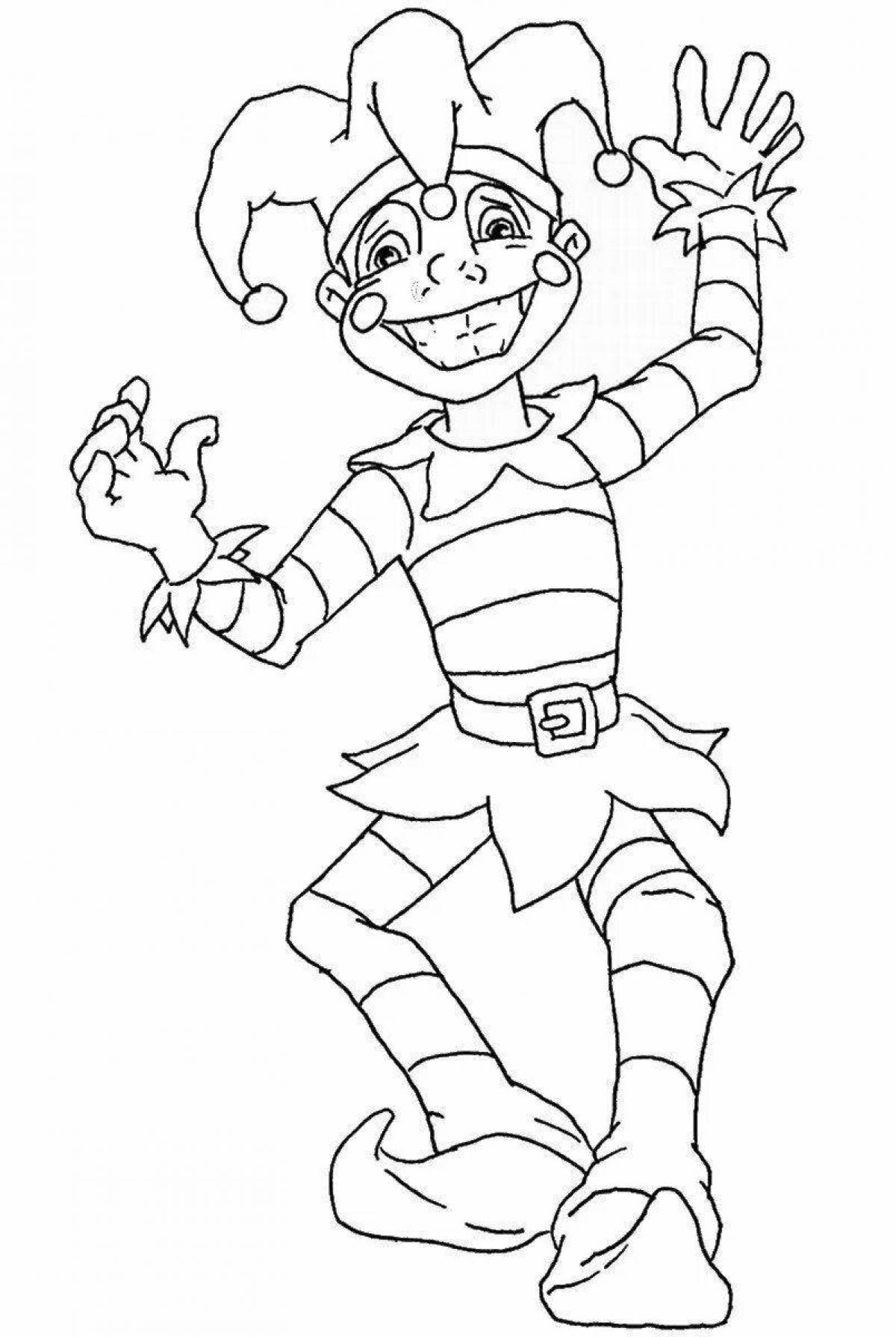 Playful jester coloring page for kids