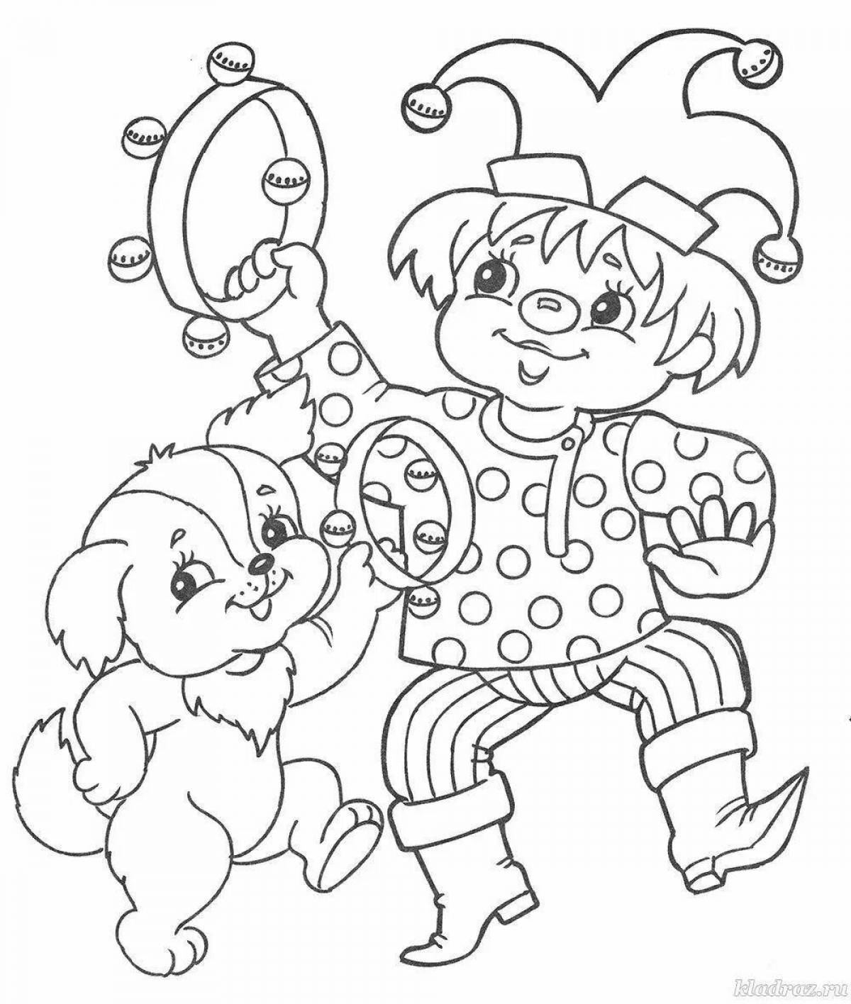 Coloring book witty jester for kids