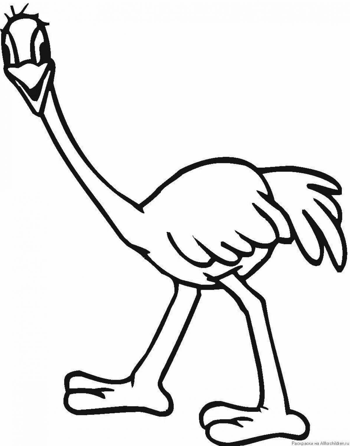 Children's coloring ostrich