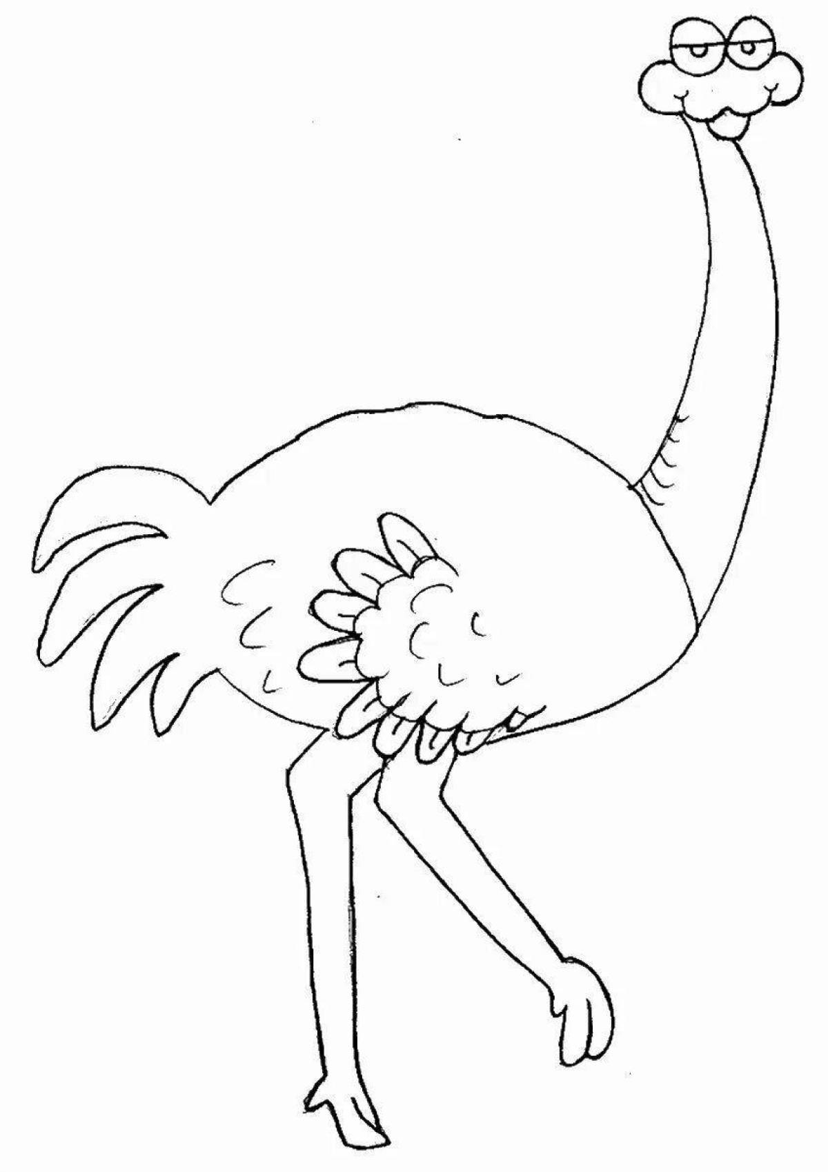 Adorable ostrich coloring book for kids
