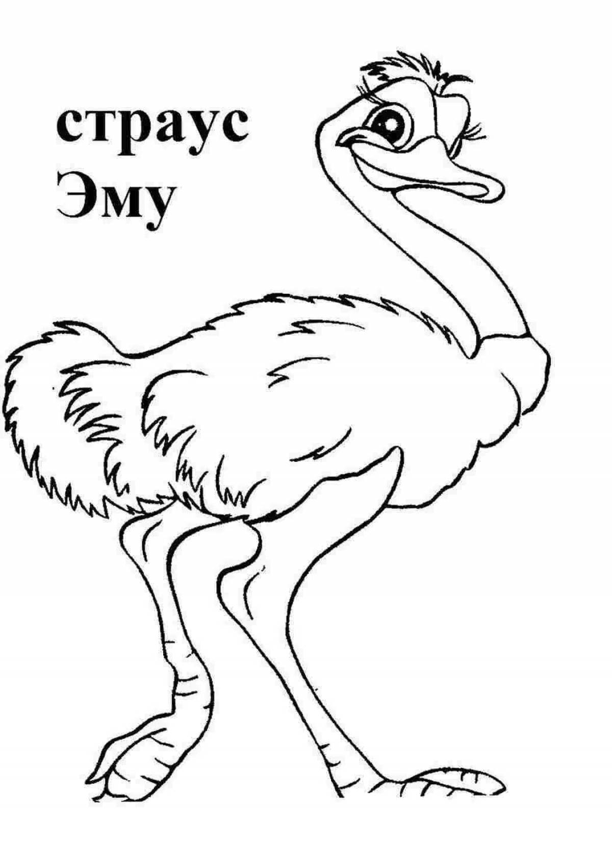 Sweet ostrich coloring pages for kids