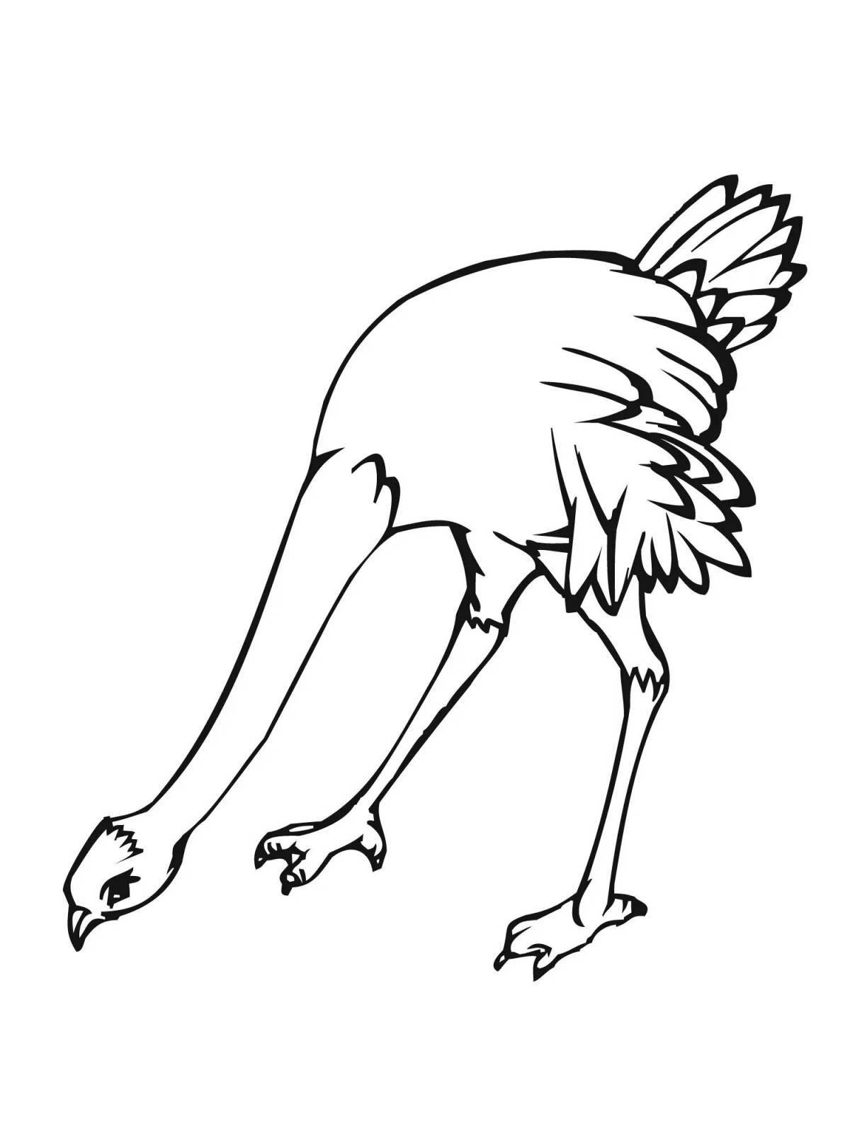 Выдающаяся страница раскраски страуса для детей