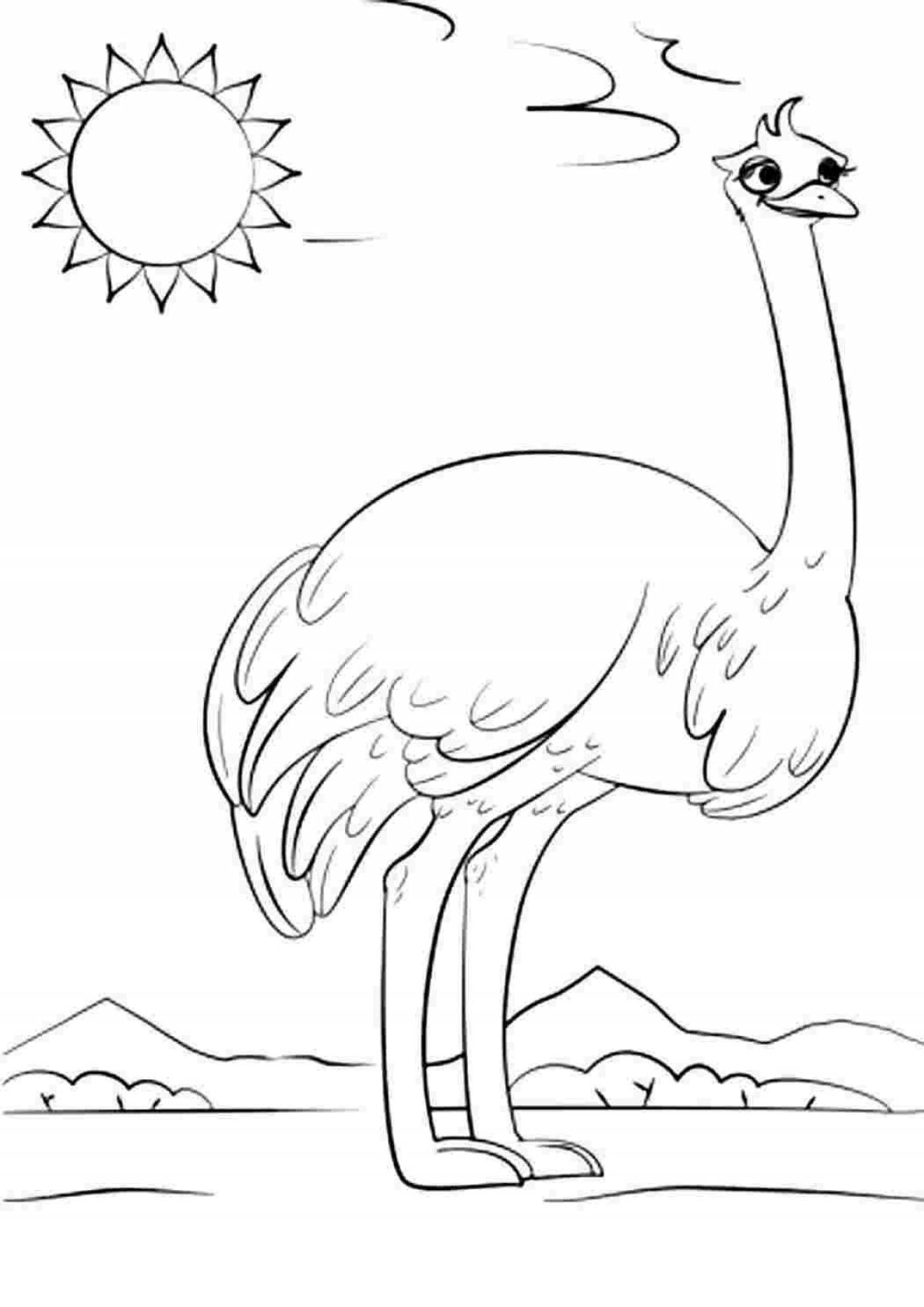 Живой страус раскраски для детей