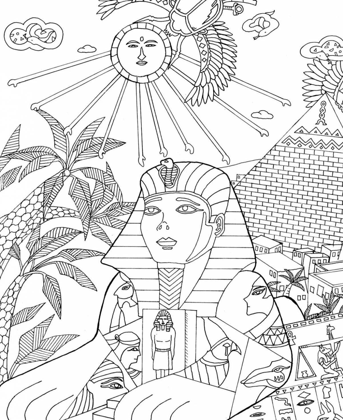 Adorable Egyptian coloring book for kids