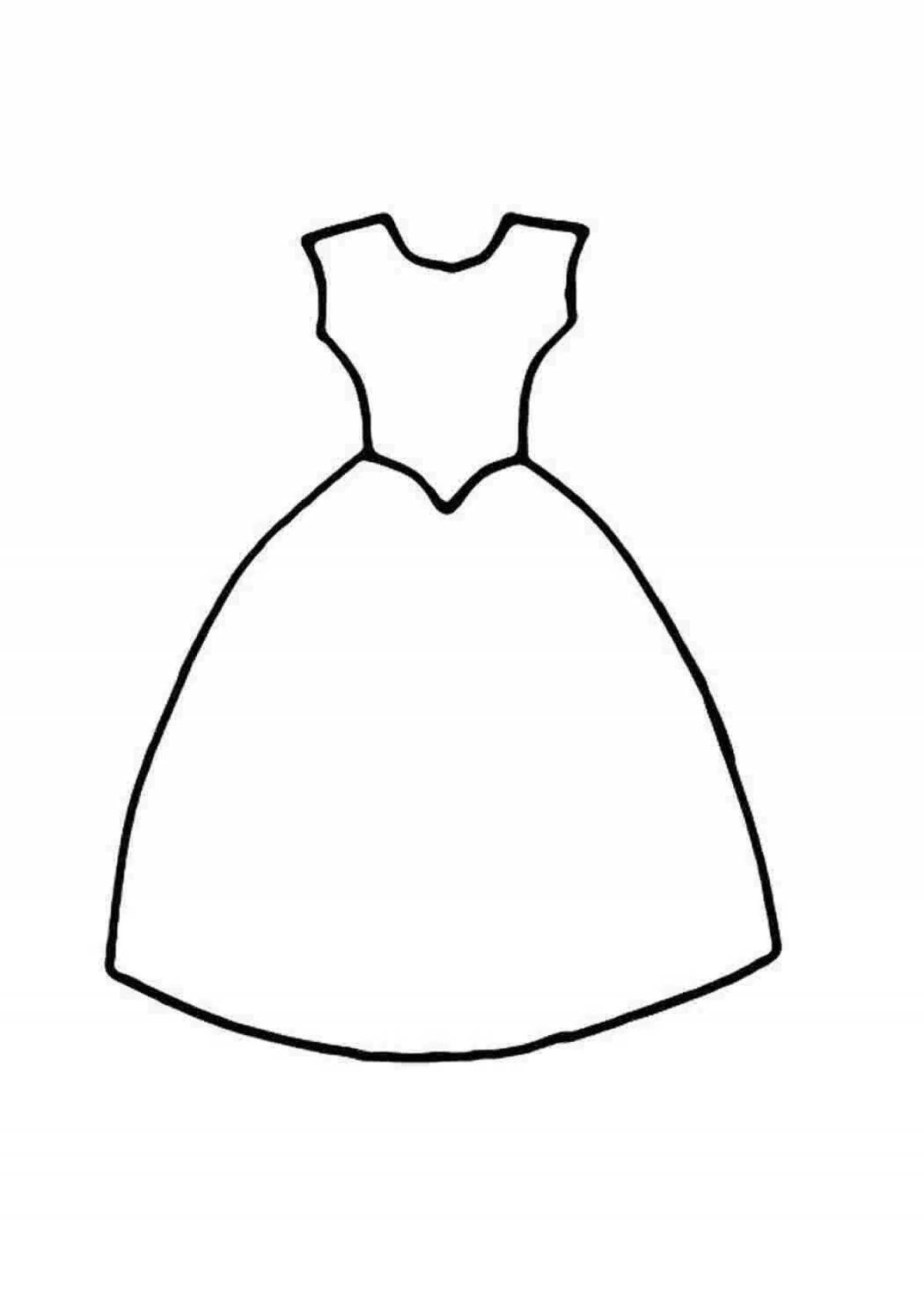 Coloring page fluffy dress for kids