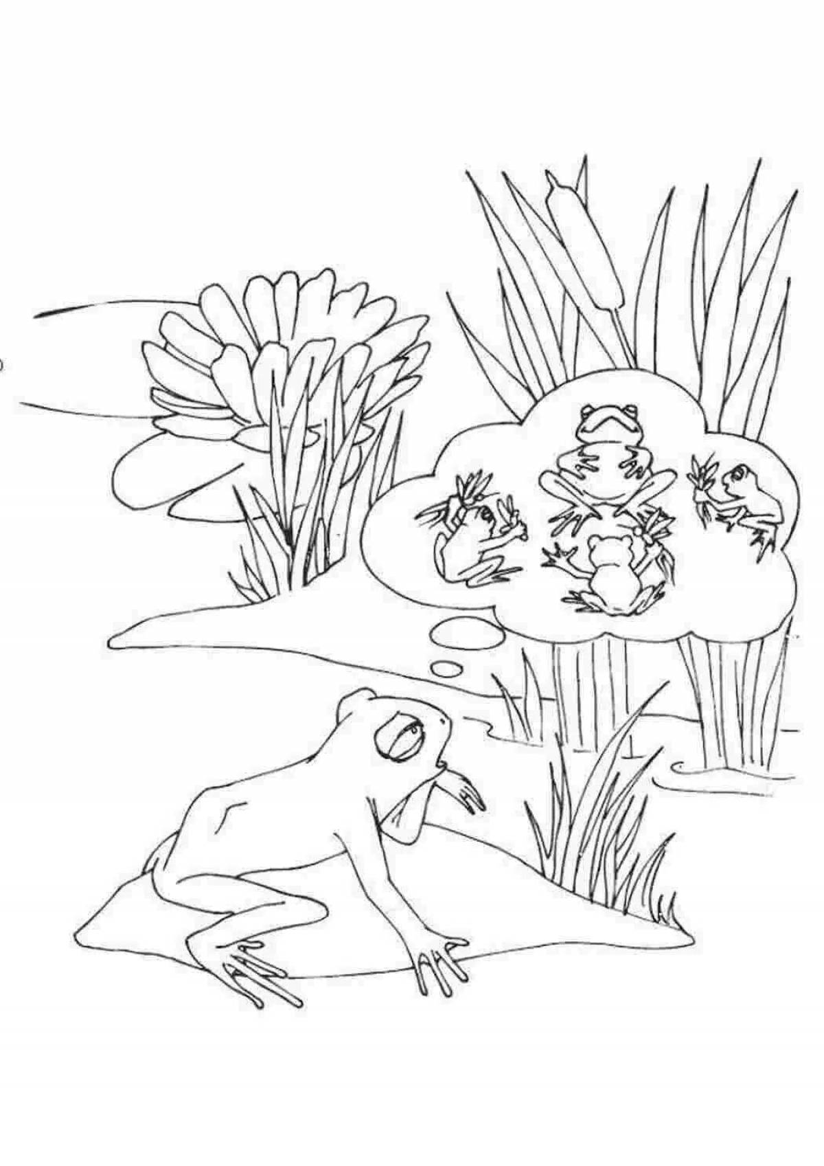 Glowing swamp coloring page for kids