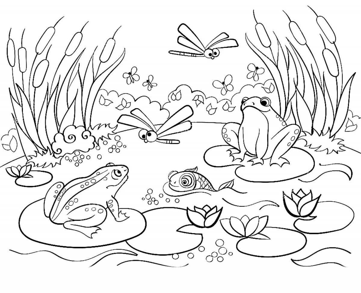Mysterious swamp coloring book for kids