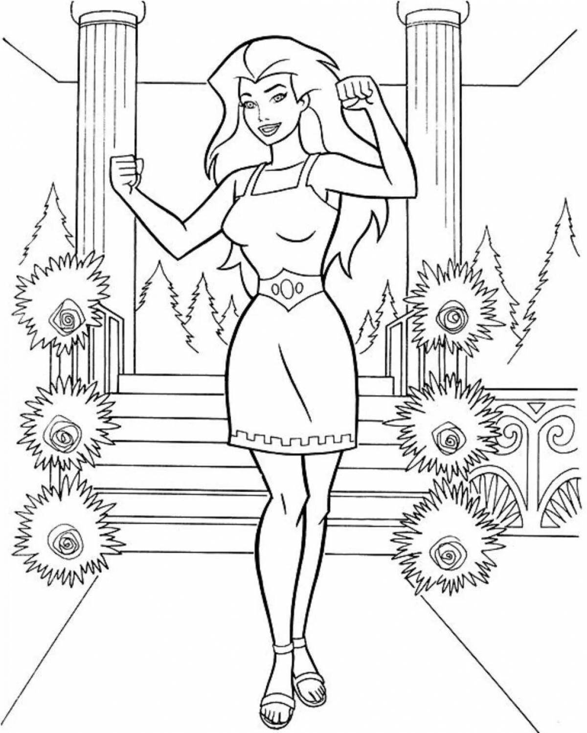 Joyful woman coloring pages for kids