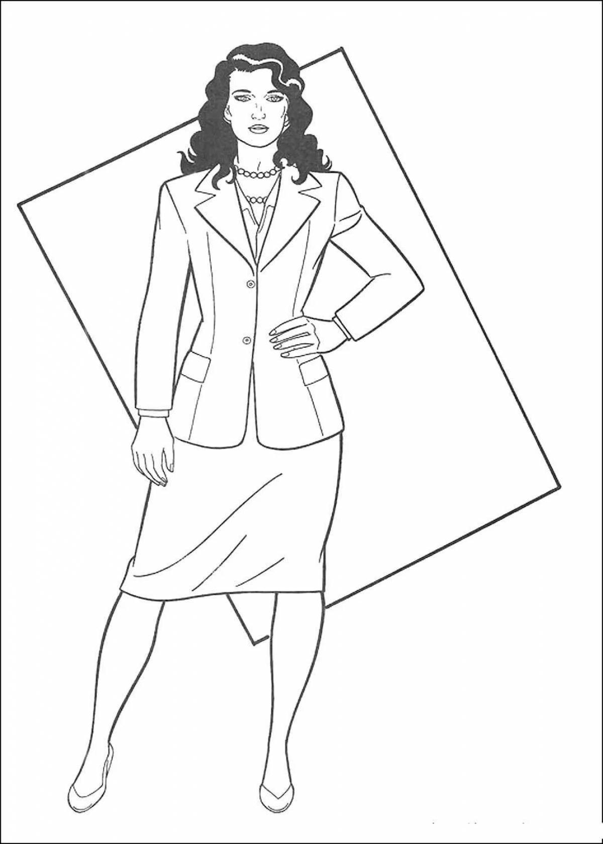 Coloring page charming woman for children