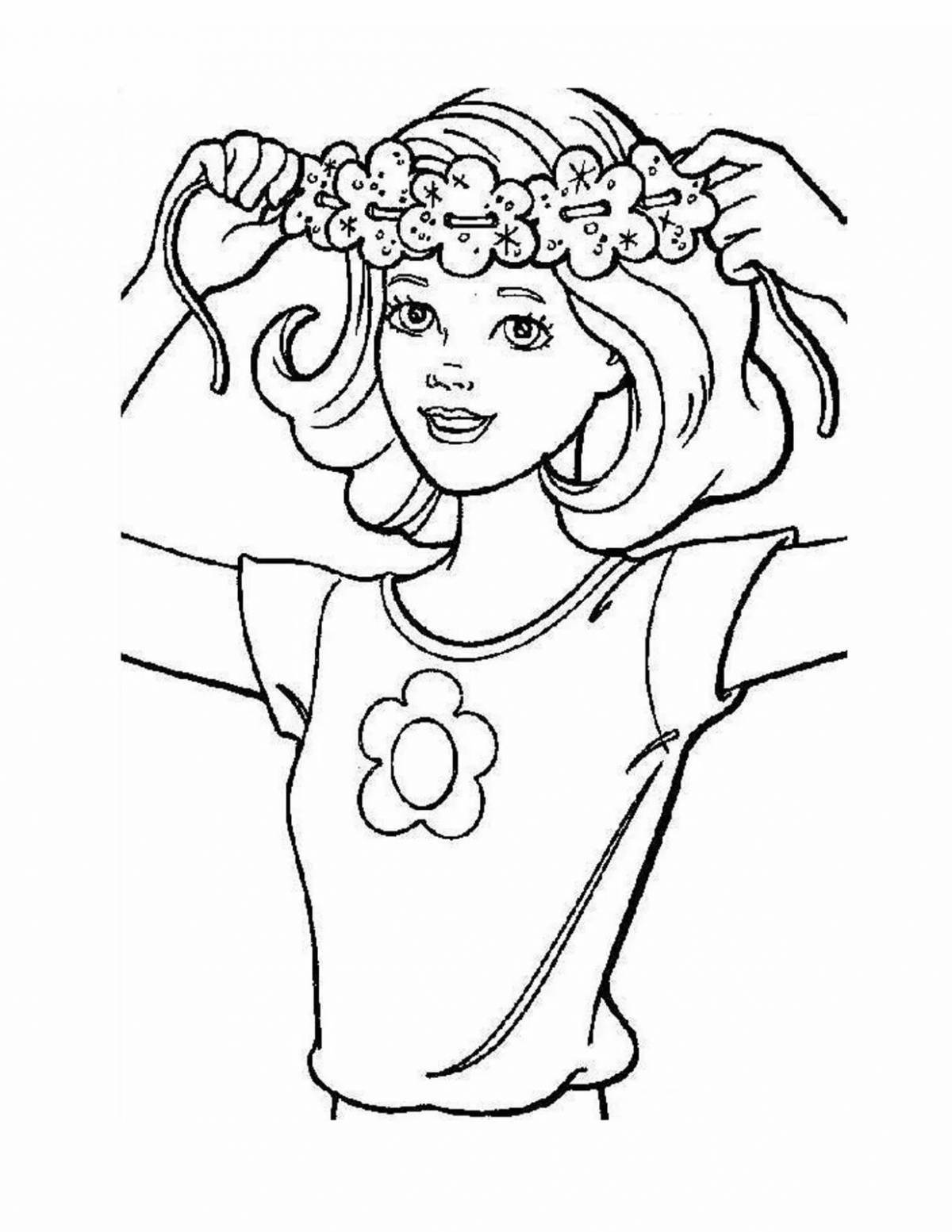 Colourful woman coloring pages for kids