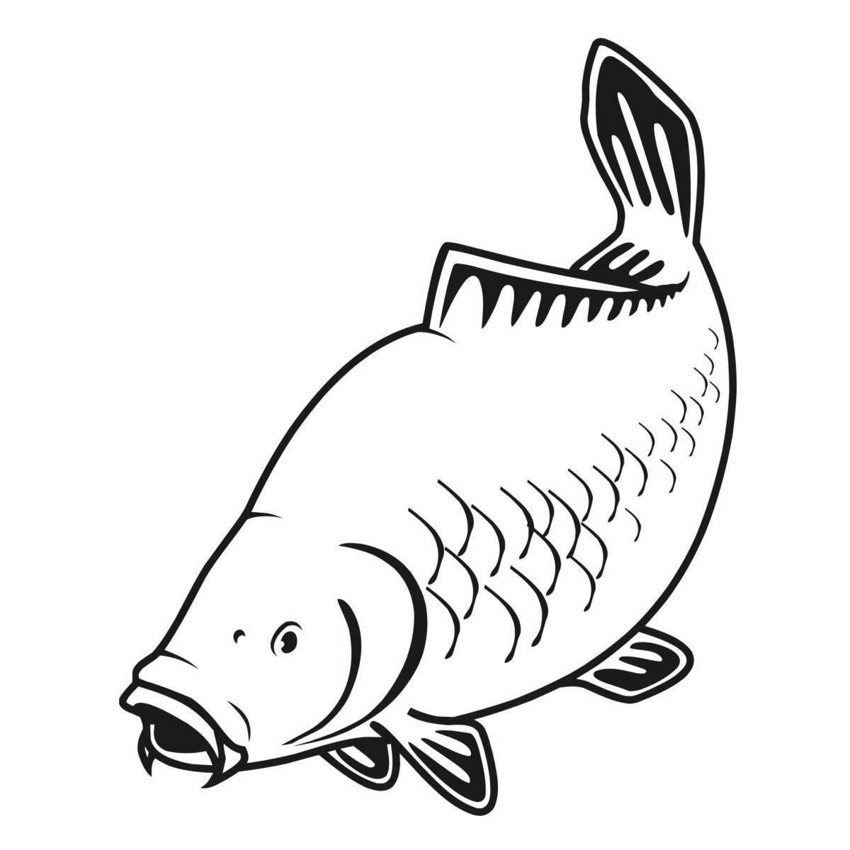 Incredible carp coloring book for kids