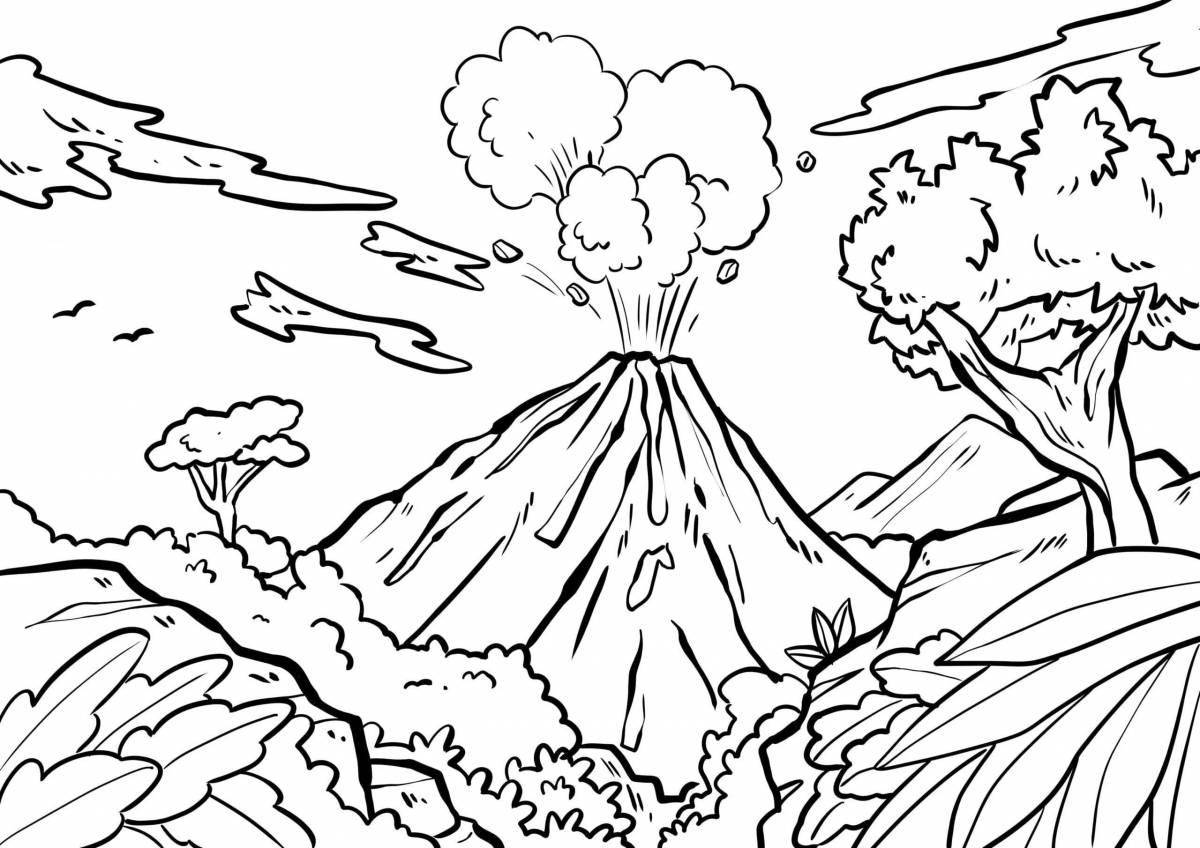 Фото Изысканная раскраска вулкана для детей