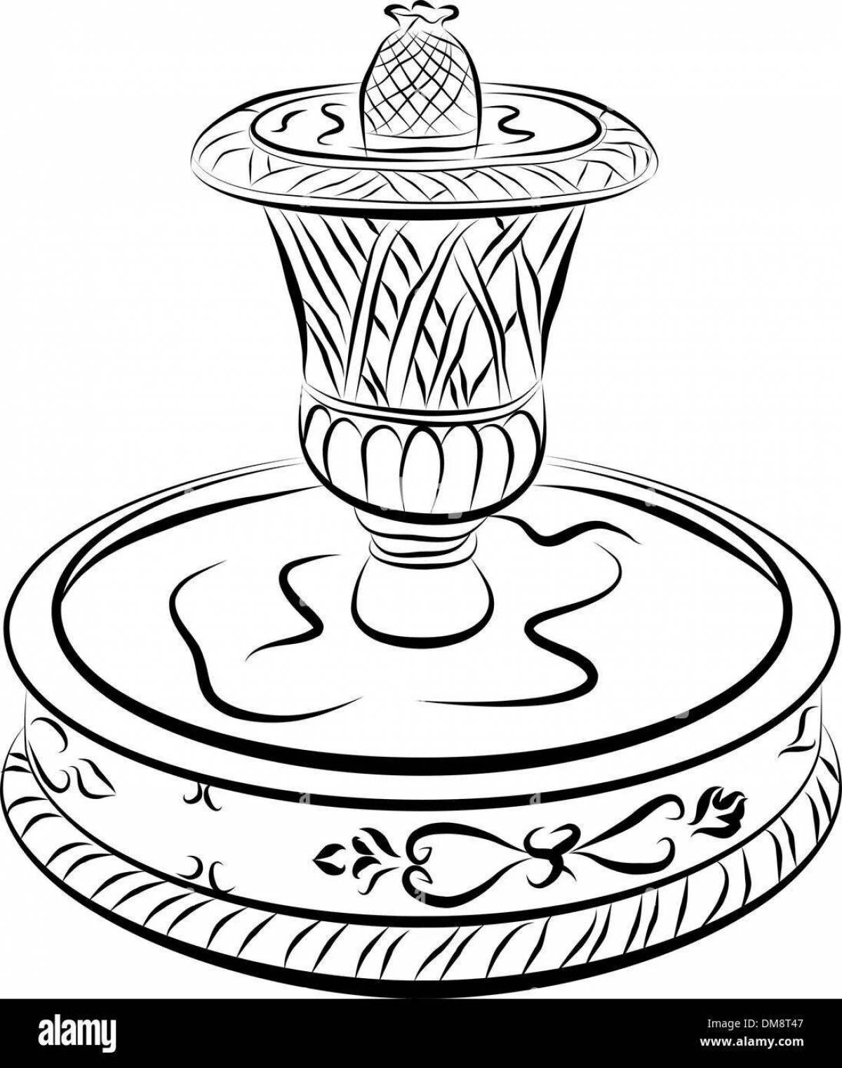 Colorful fountain coloring pages for kids