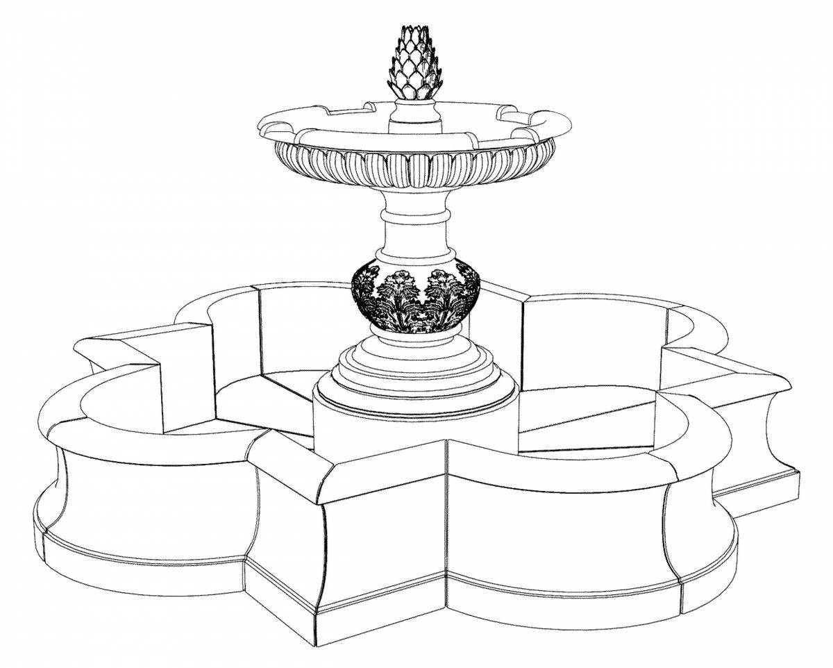 Gorgeous fountain coloring book for kids