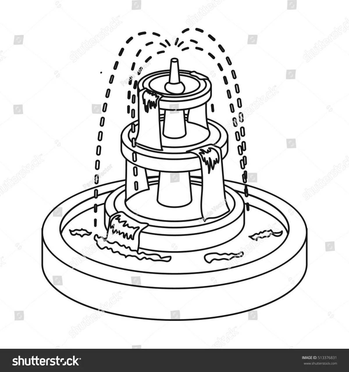 Merry fountain coloring pages for kids