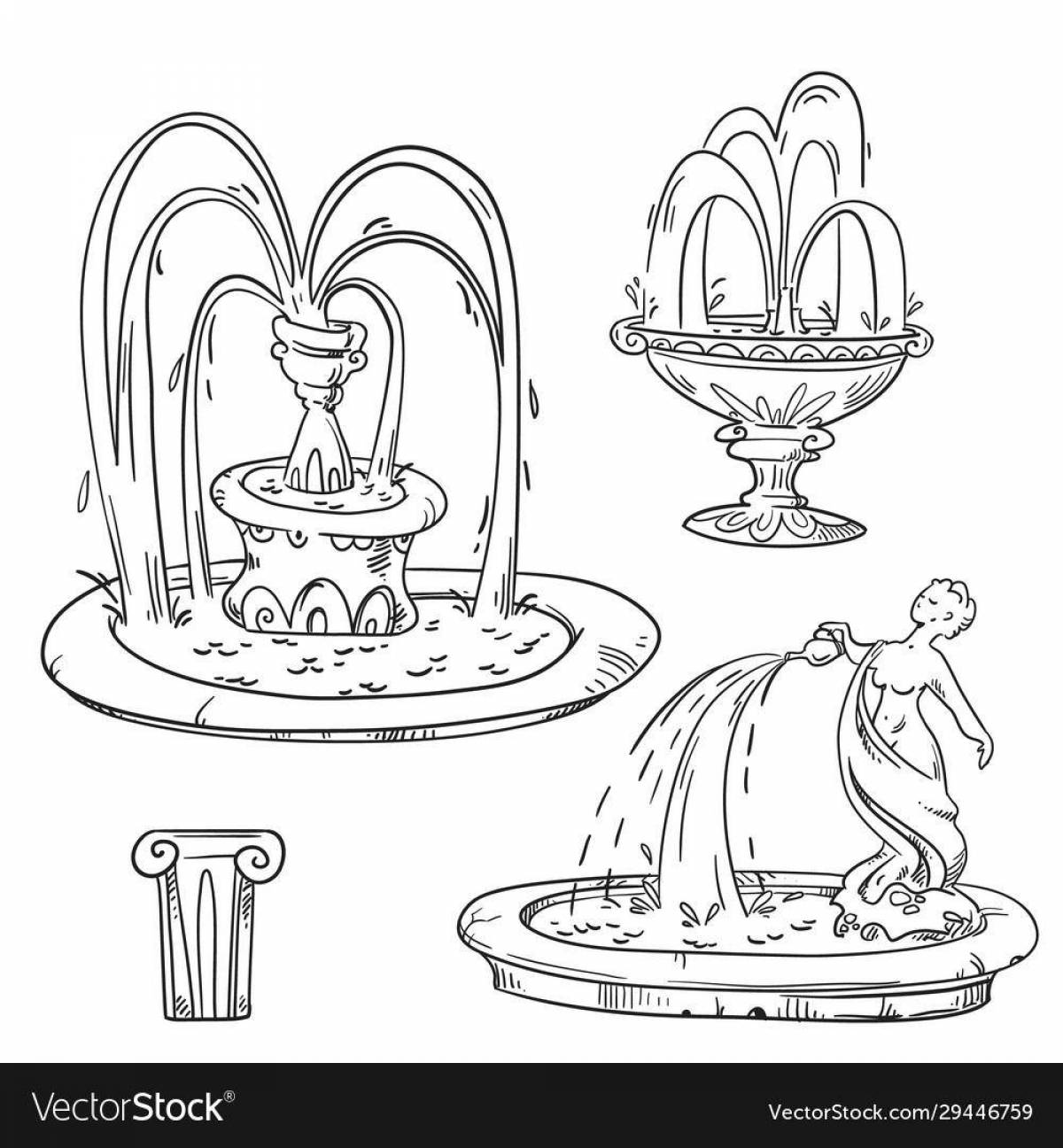 Exquisite fountain coloring pages for kids