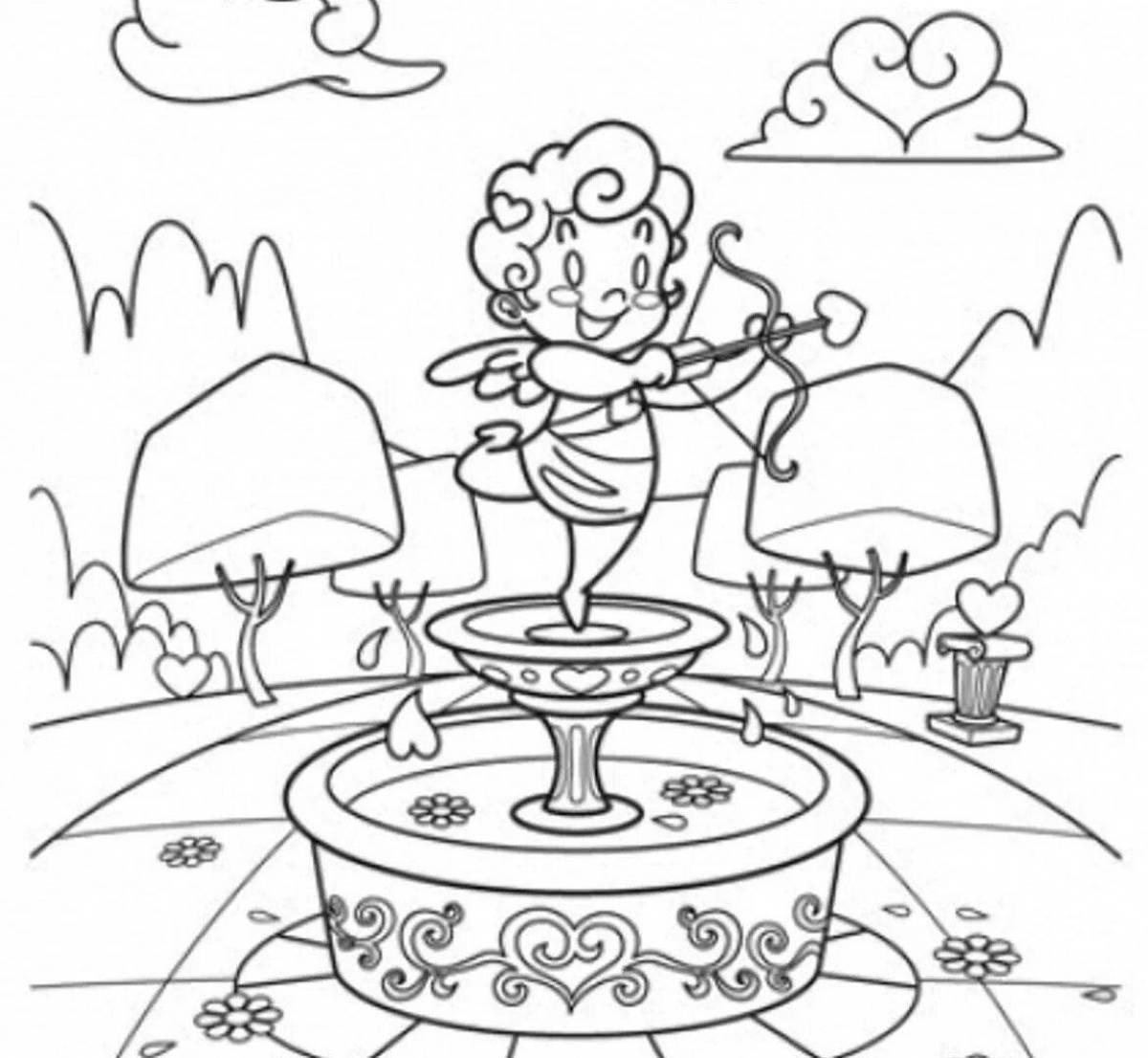 Beautiful fountain coloring pages for kids