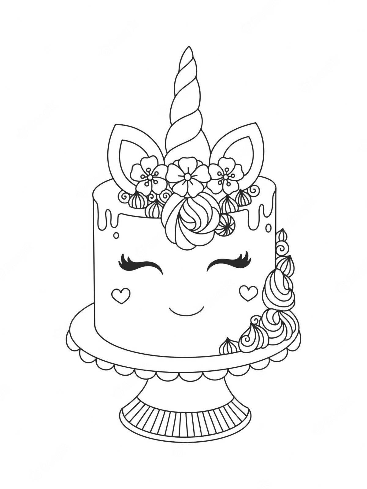 Exquisite cake coloring pages for girls