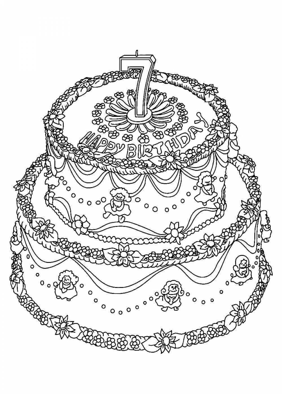 Gorgeous cake coloring pages for girls