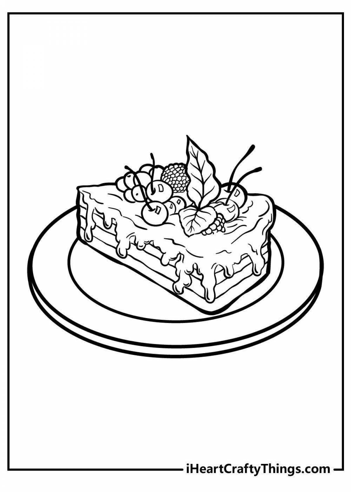 Colorful cake coloring pages for girls
