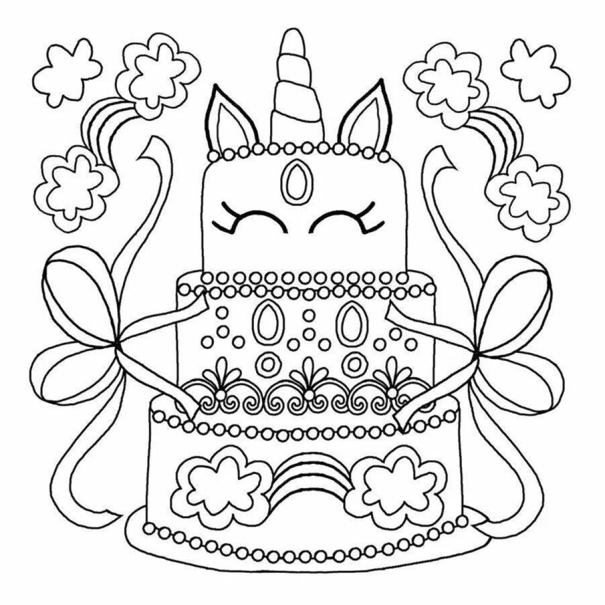 Appetizing cake coloring pages for girls