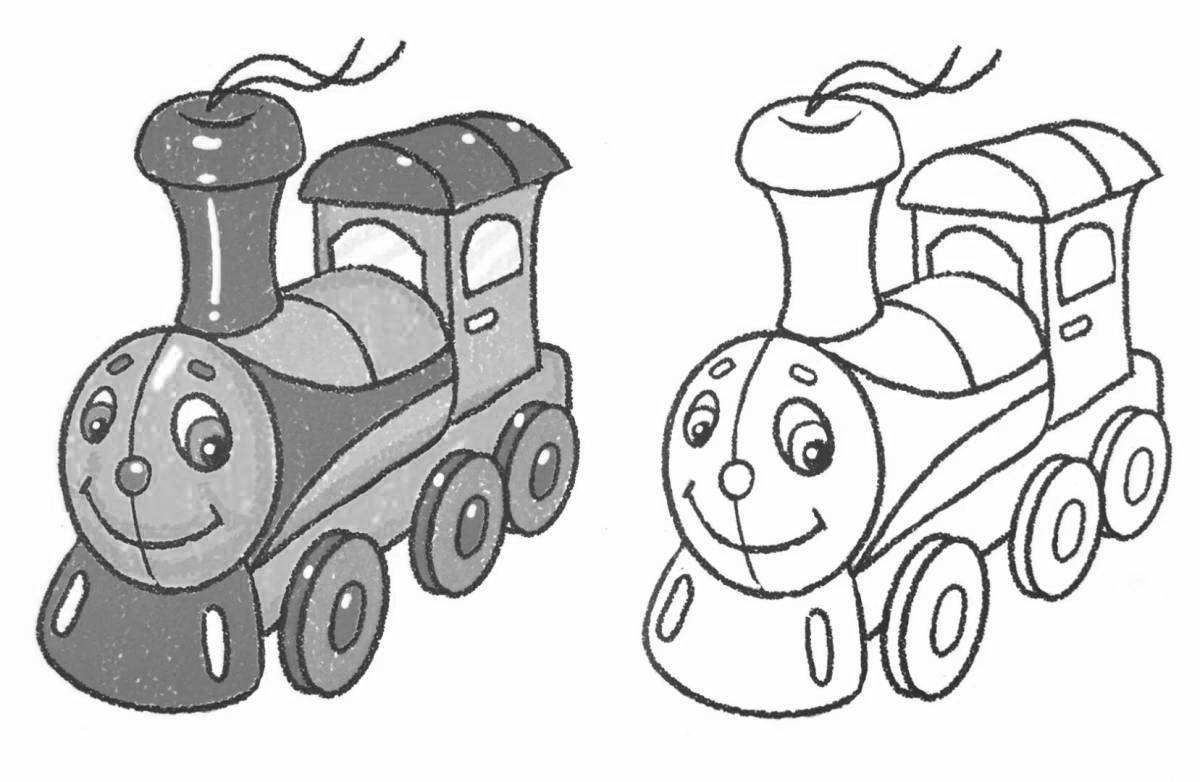 Coloring page nice steam locomotive for kids