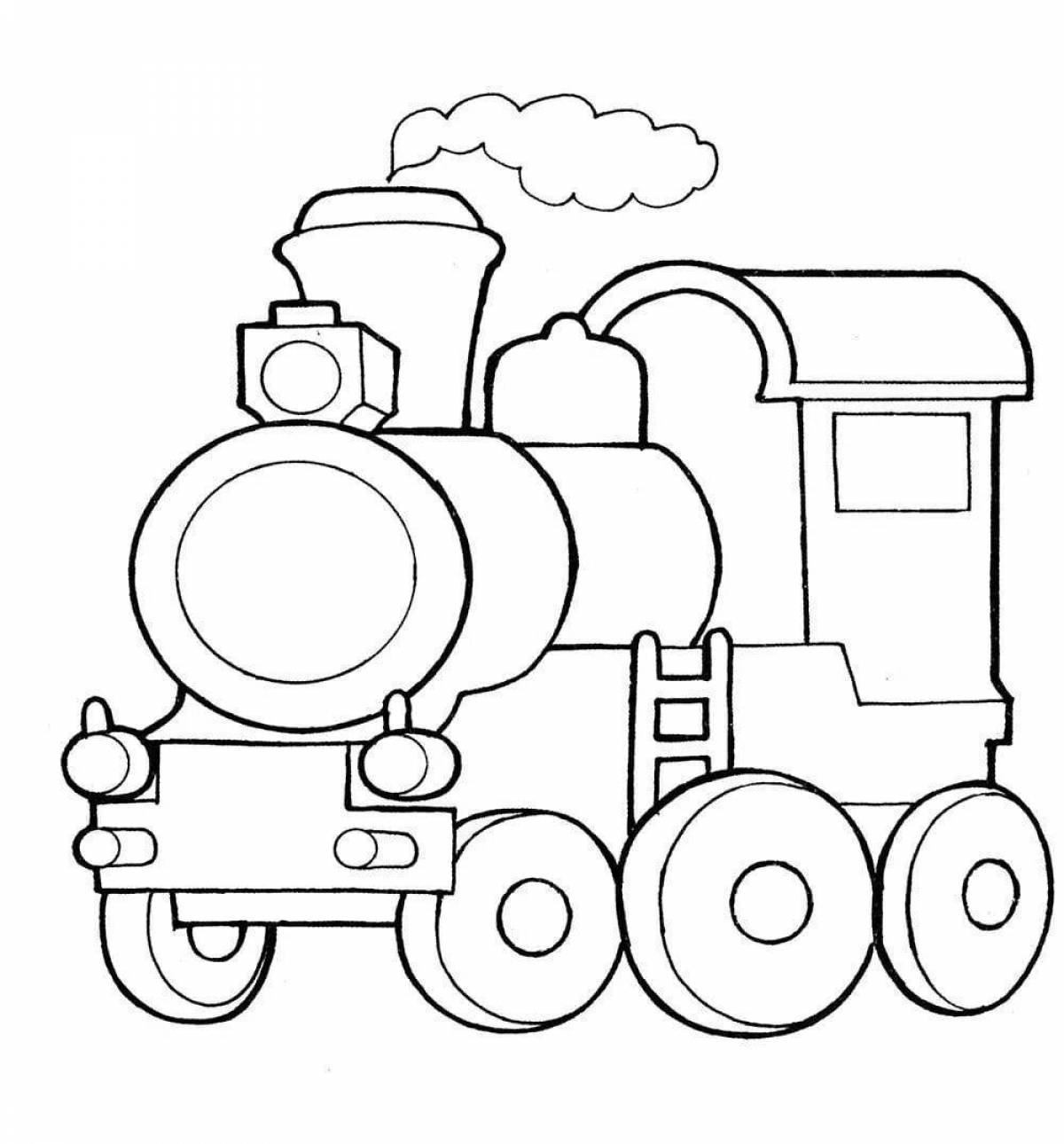 Impressive steam locomotive coloring page for kids