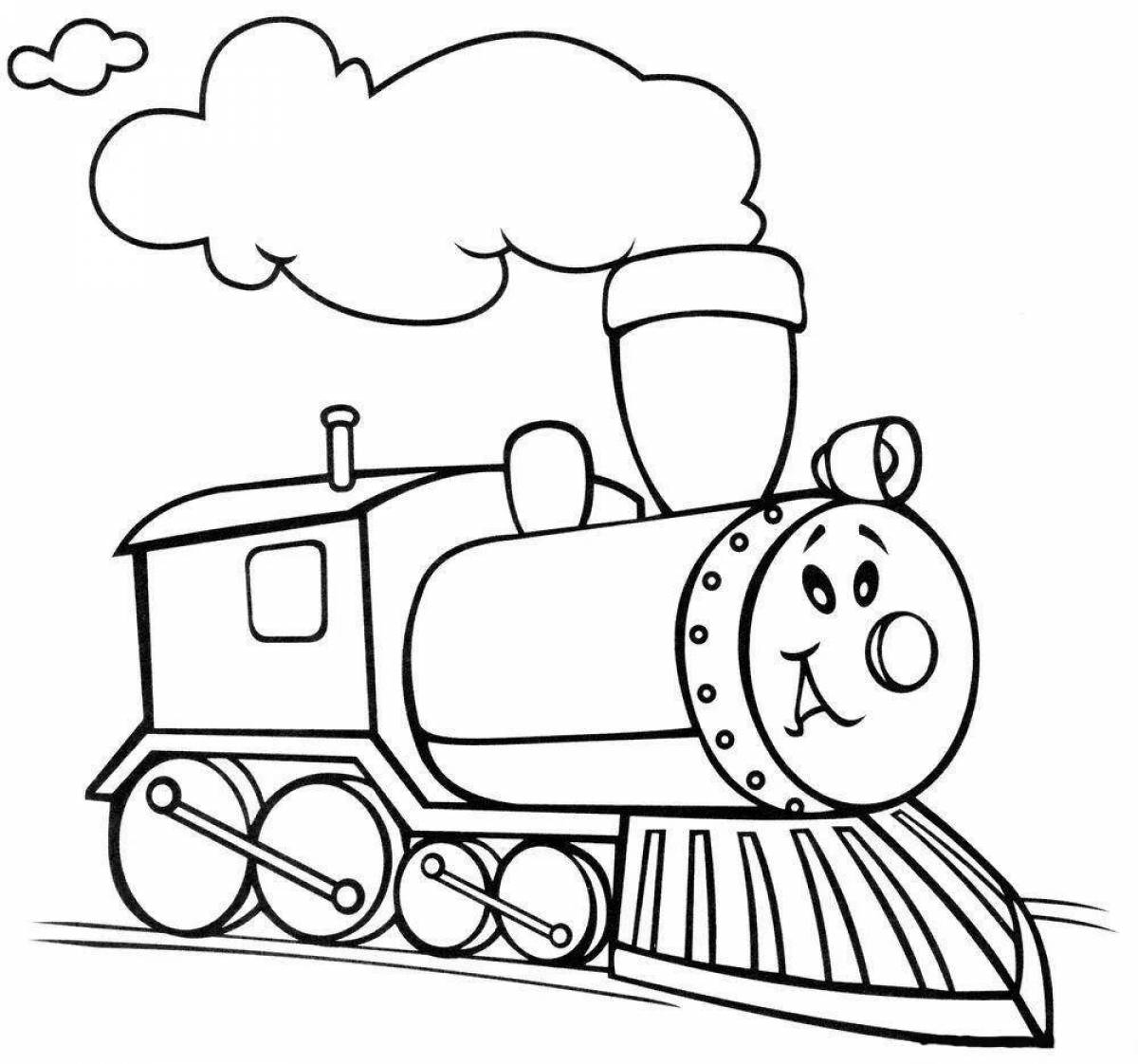 Attractive steam locomotive coloring pages for kids