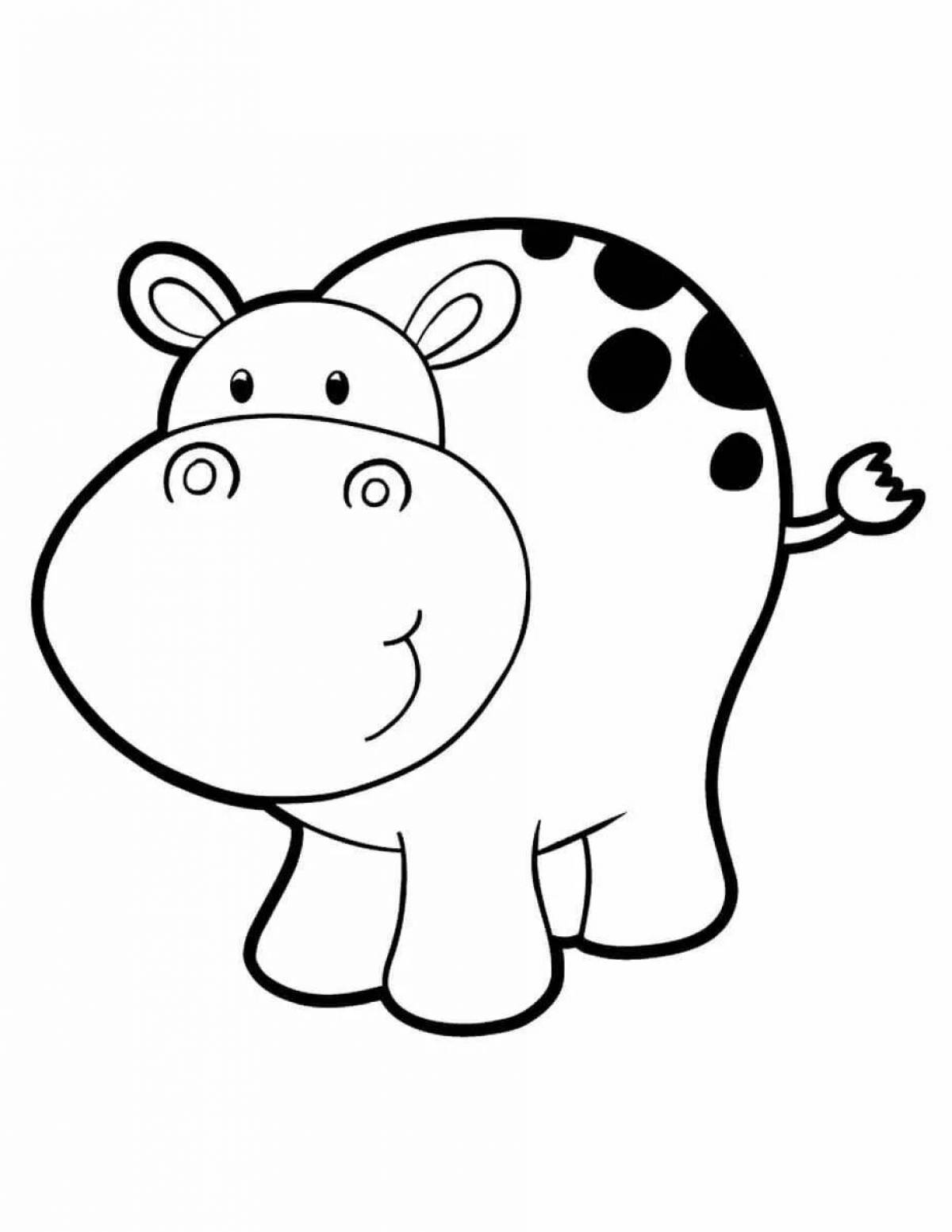 Playful hippo coloring page for kids