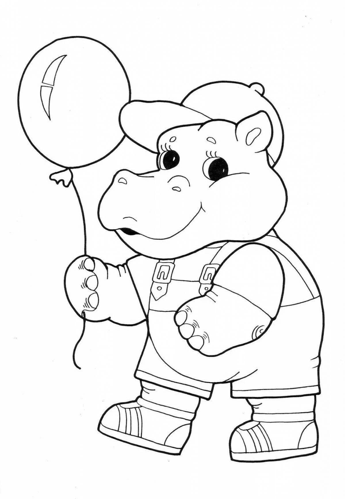Wonderful hippo coloring for kids