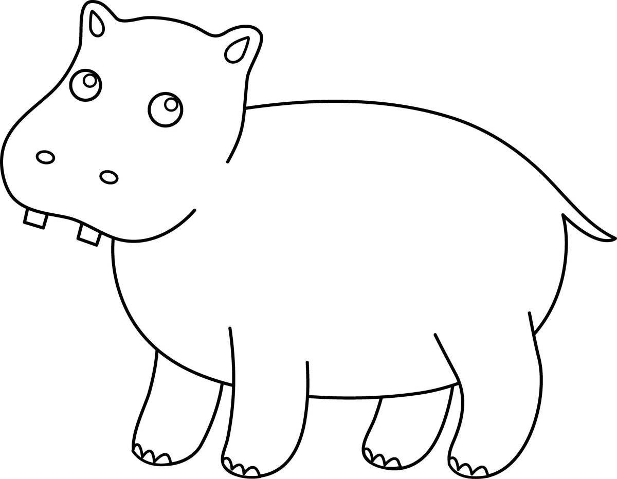 Gorgeous hippo coloring for kids