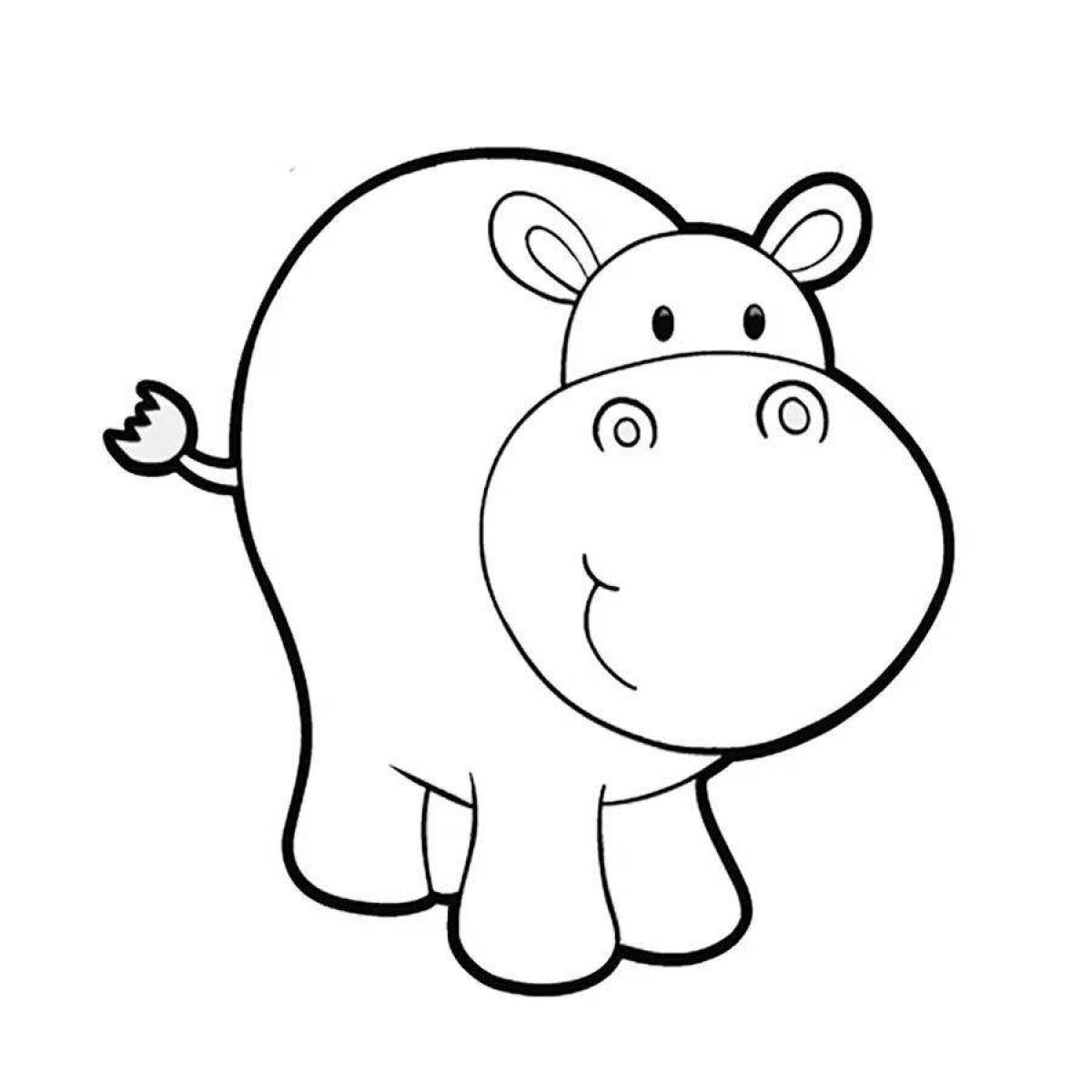 Exquisite hippo coloring book for kids