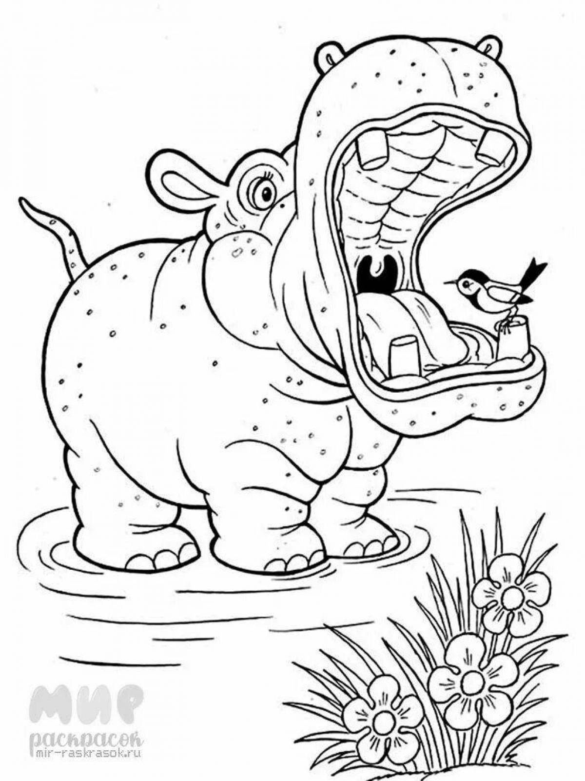 Incredible hippo coloring book for kids