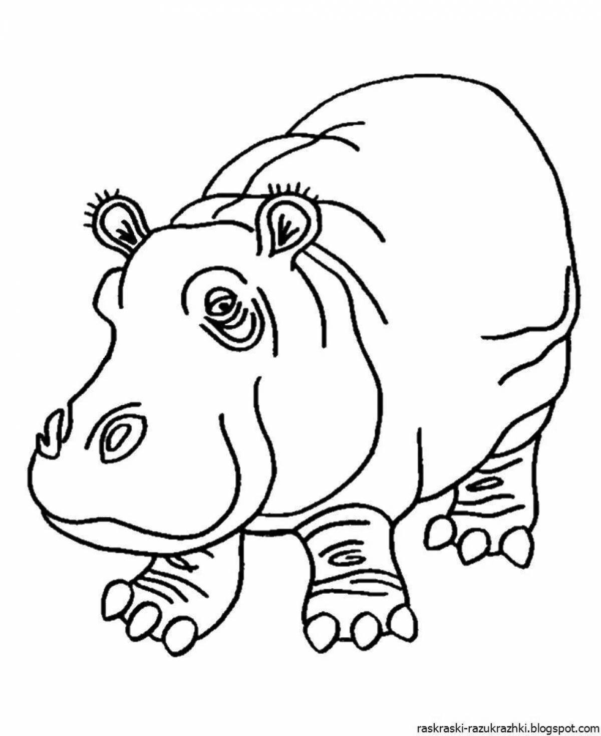Dazzling hippo coloring for kids
