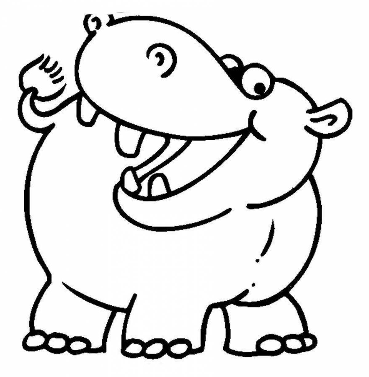 Coloring game hippopotamus for kids