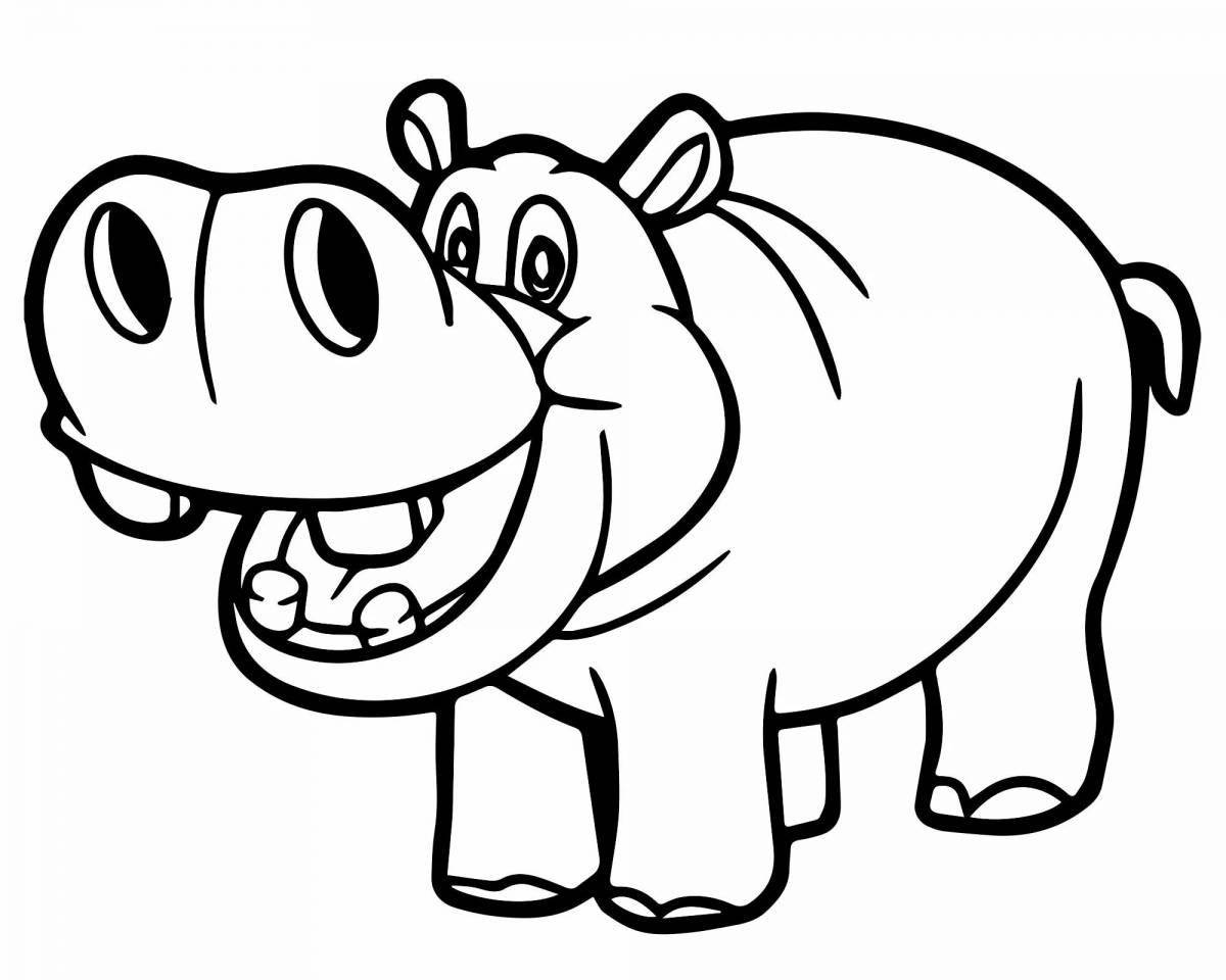 Violent hippo coloring for kids
