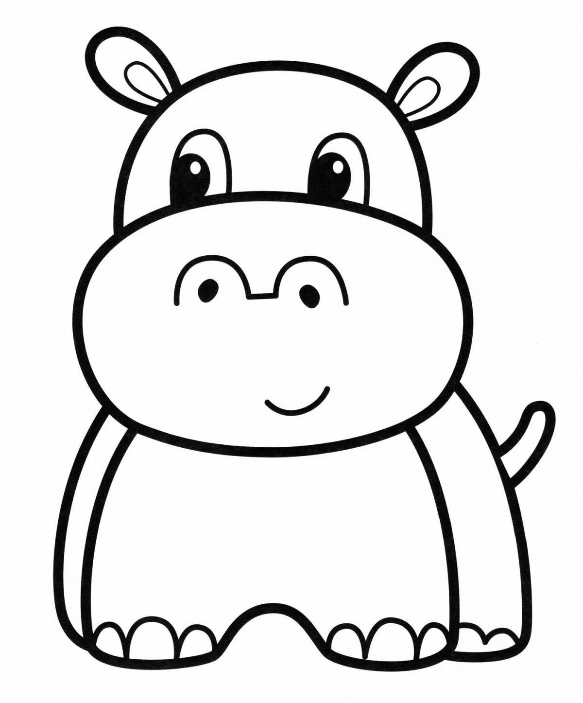 Animated hippo coloring for kids