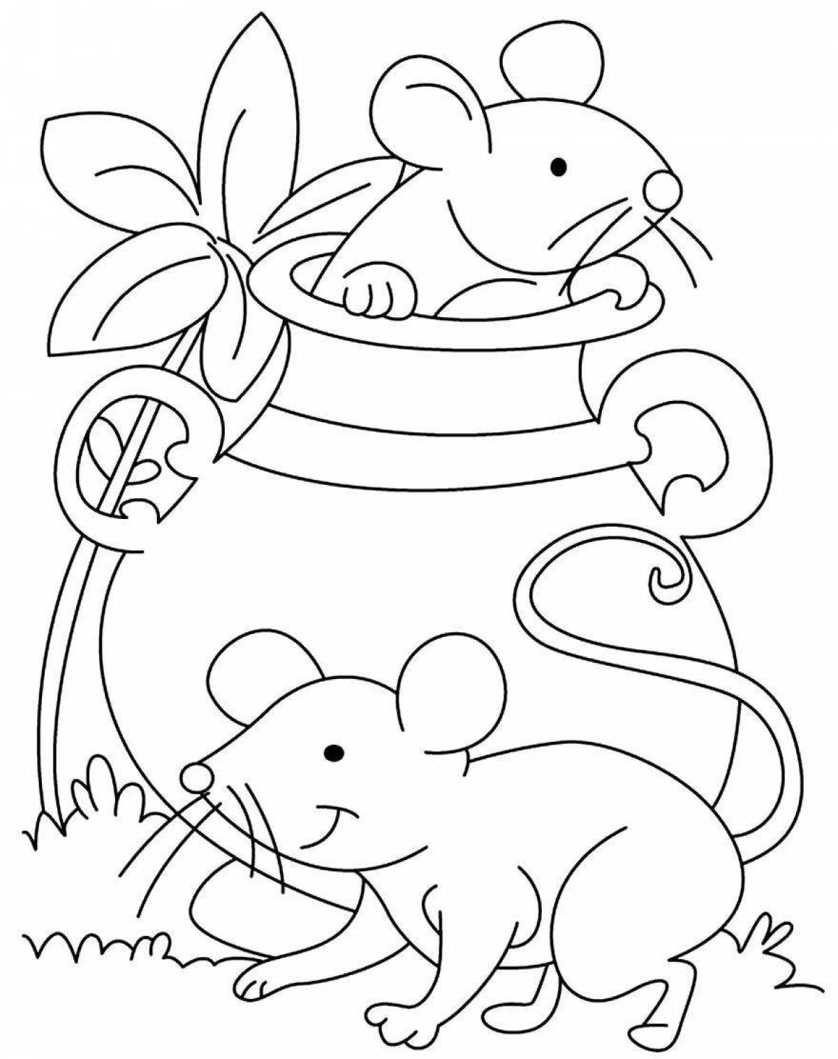 Colorful mouse coloring page for kids