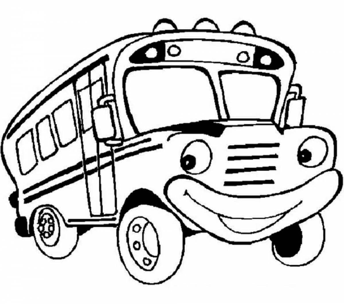 Очаровательная автобусная раскраска для детей