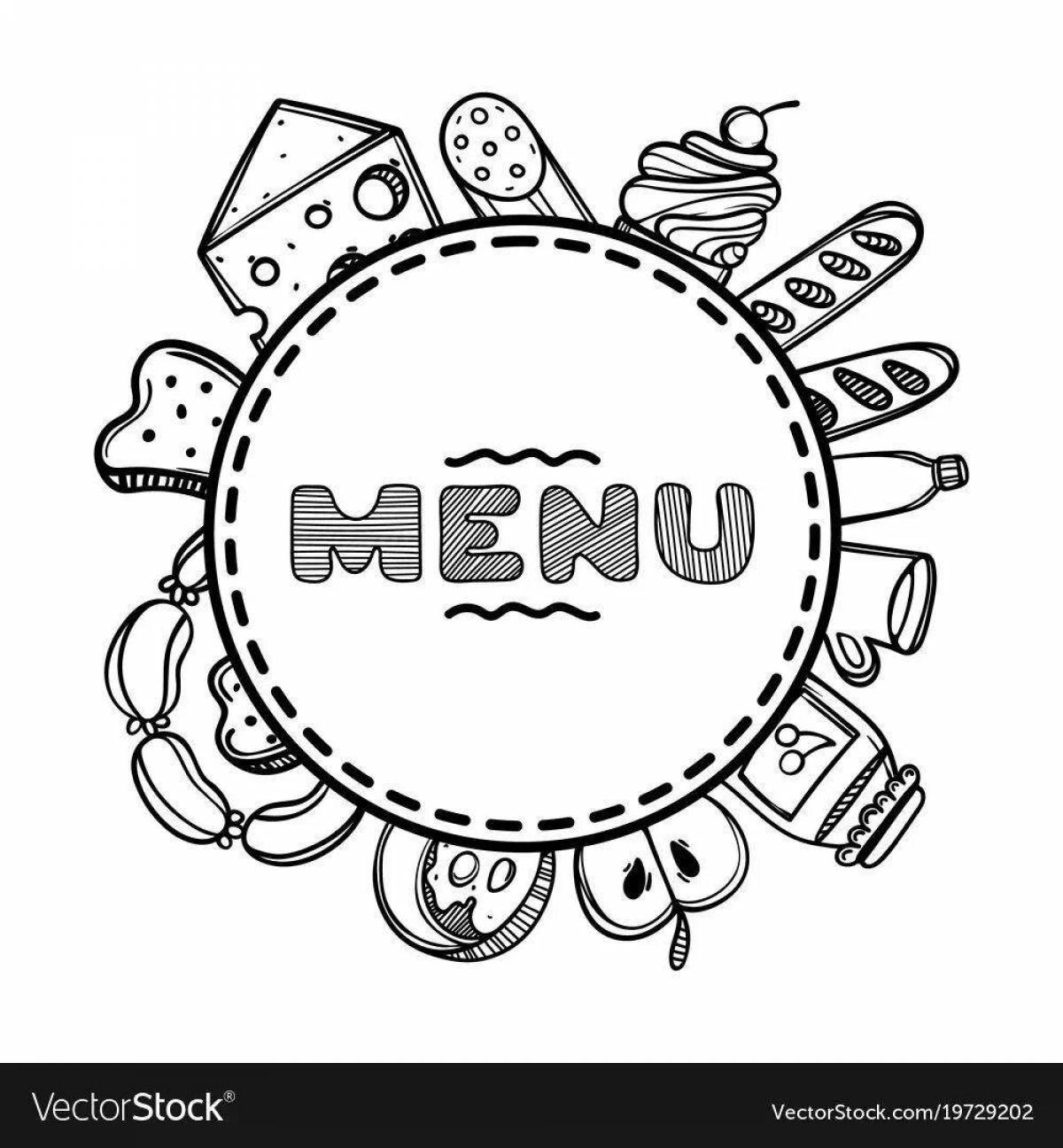 Радостное меню раскраски для малышей